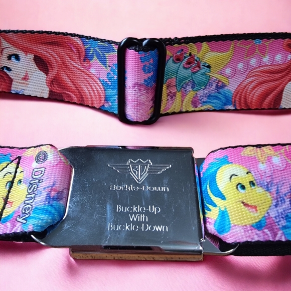 Disney Arial & Flounder Little Mermaid Buckle-Down Seat Belt Buckle Belt - Picture 5 of 7